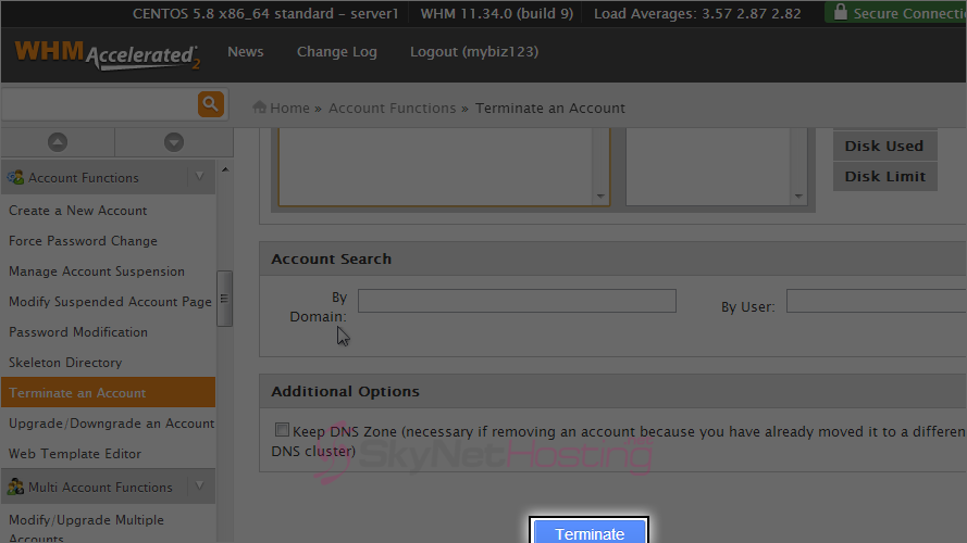 click-on-terminate-button