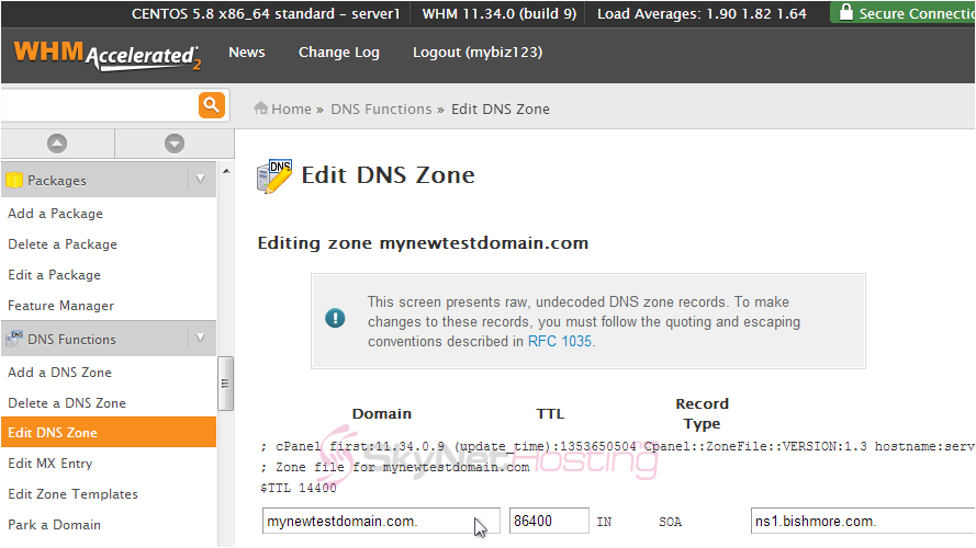 editDNSZone-interface