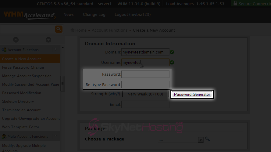 generate-password-for-the-account