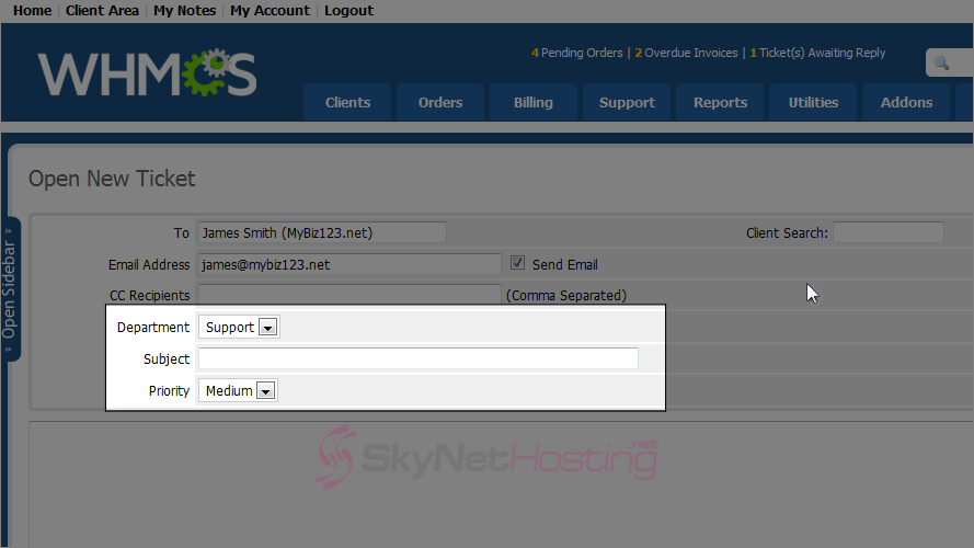 open-new-ticket-interface