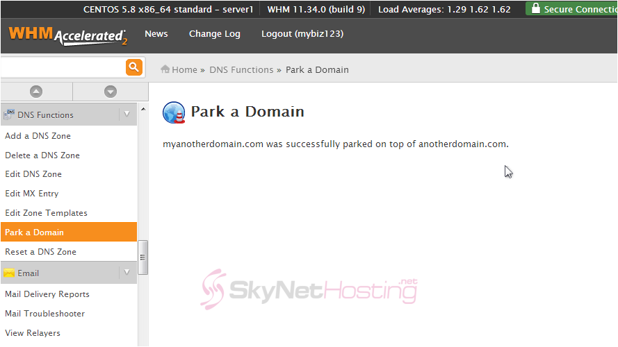 park-a-domain-interface