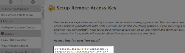 How to setup your Remote Access Key in WHM?
