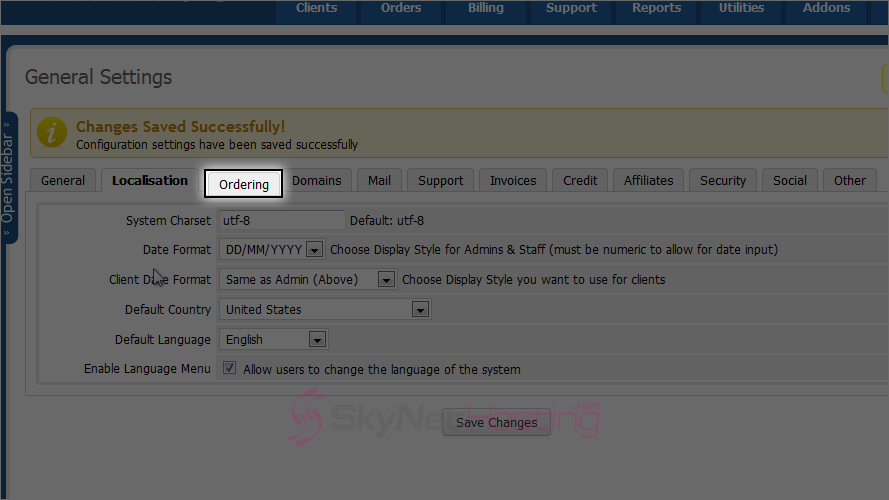 select-the-ordering-tab