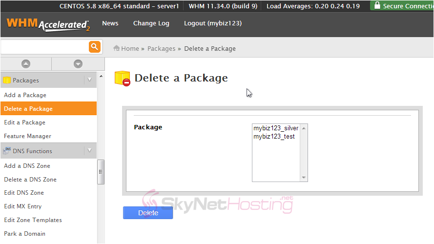 select-the-package-to-be-deleted