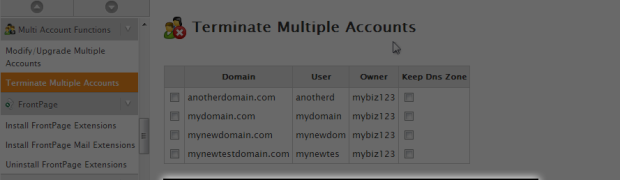 Using Multi-Account Functions in WHM