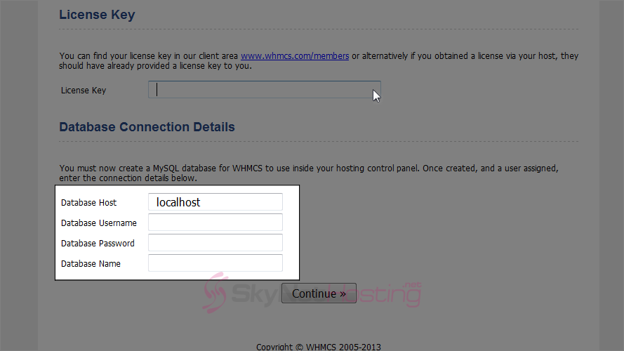 type-in-database-connection-details